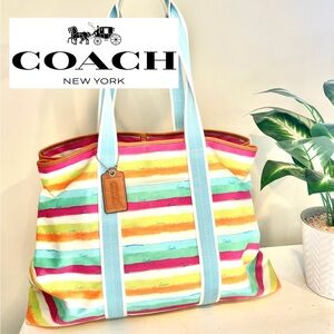 SOLD COACH overnight bag beach canvas lake huge large cloth carry on